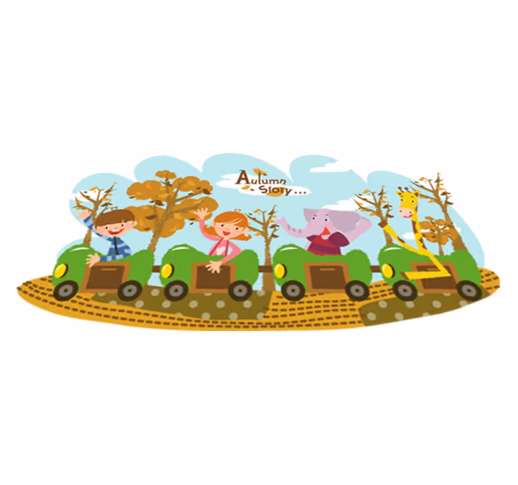 Alfombra vinílica infantil tren en otoño - TenVinilo