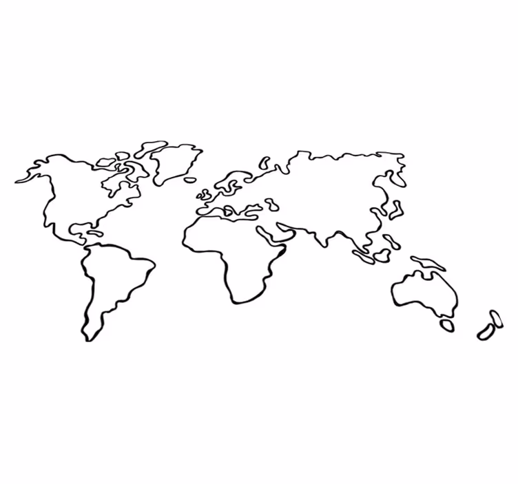 Alfombra vinílica mapamundi mapa político monocromo - TenVinilo
