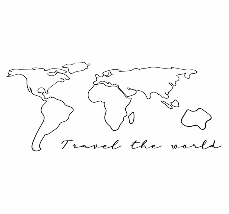 Alfombra vinílica mapamundi con texto travel - TenVinilo