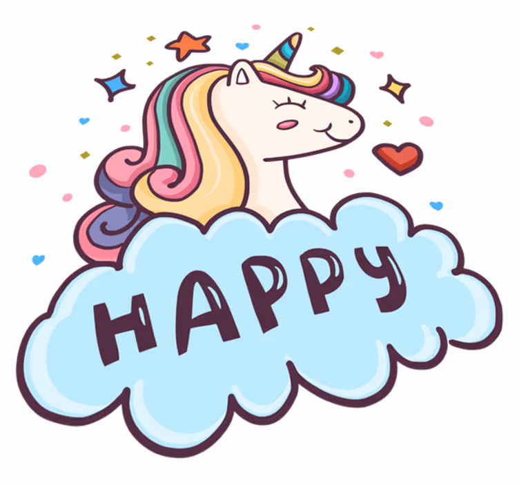 Alfombra vinílica infantil cabeza de unicornio en la nube - TenVinilo