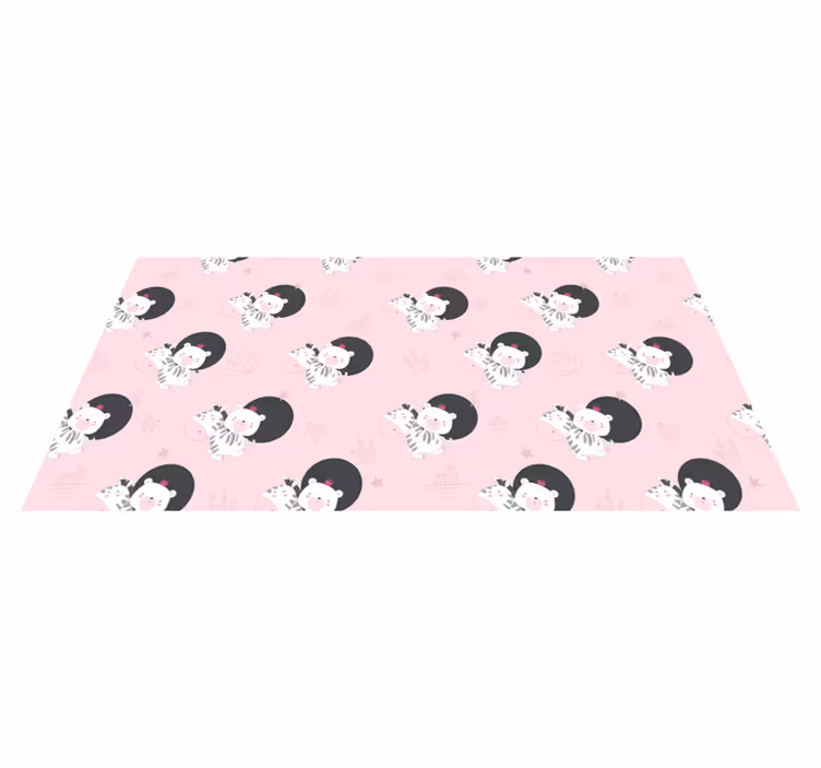 Alfombra vinílica infantil cebra y oso decorativos - TenVinilo