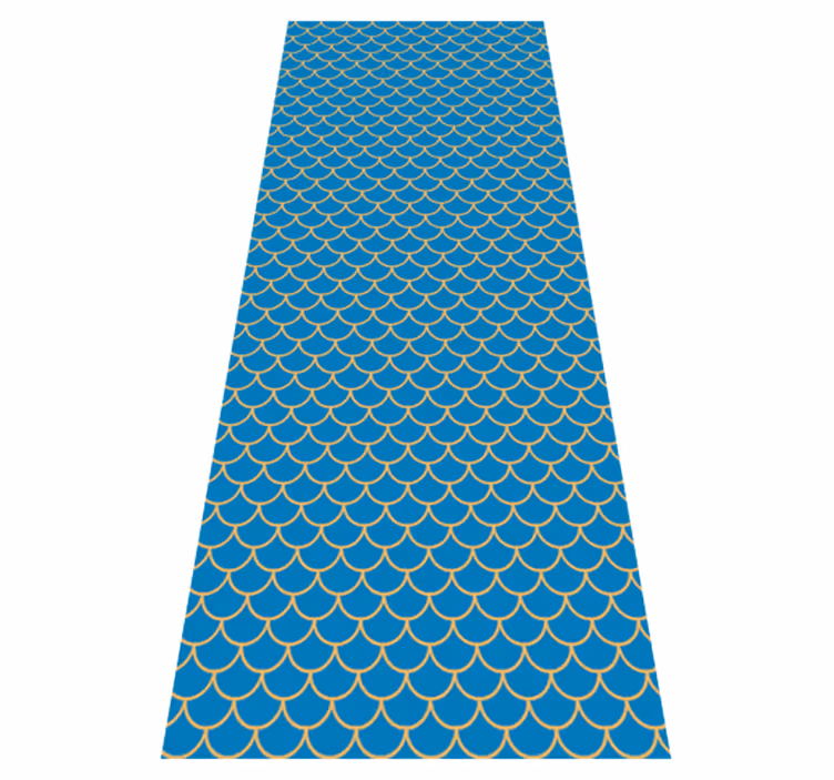 Alfombra vinílica baño diseño de escamas azules - TenVinilo