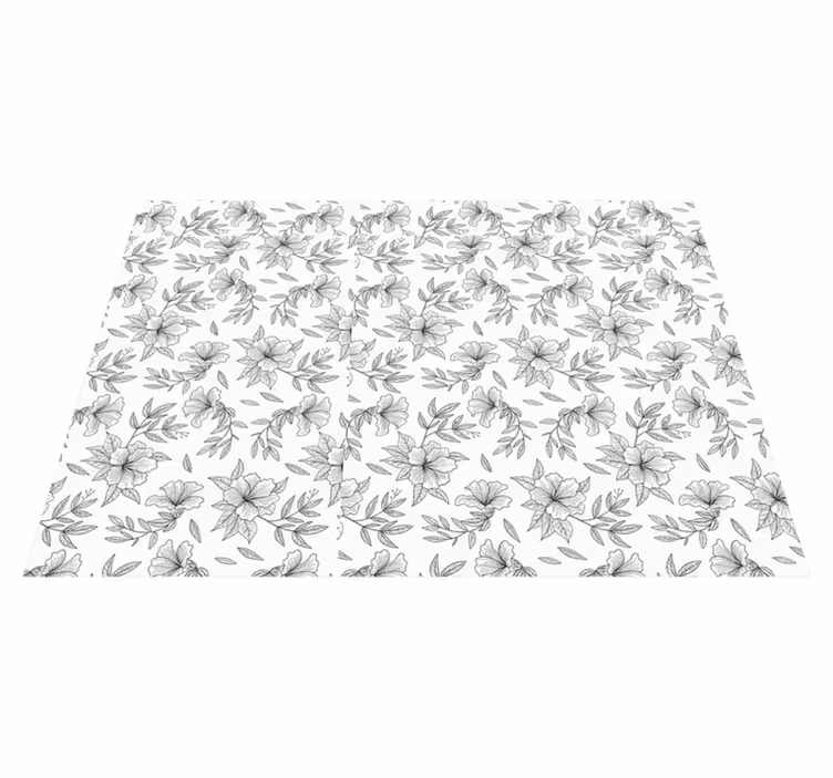 Alfombras vinílicas diseño floral en blanco y negro - TenVinilo