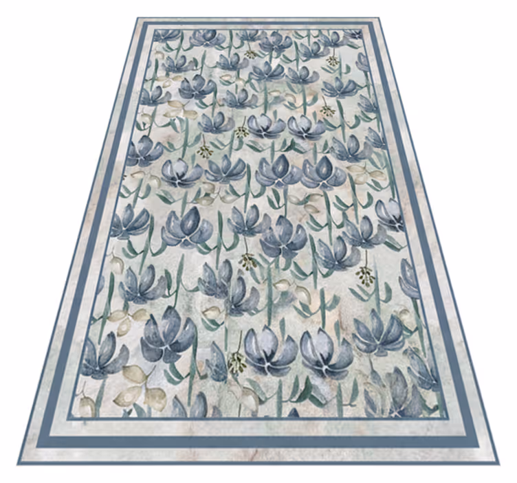 Alfombras vinílicas por metros patrón floral azul - TenVinilo