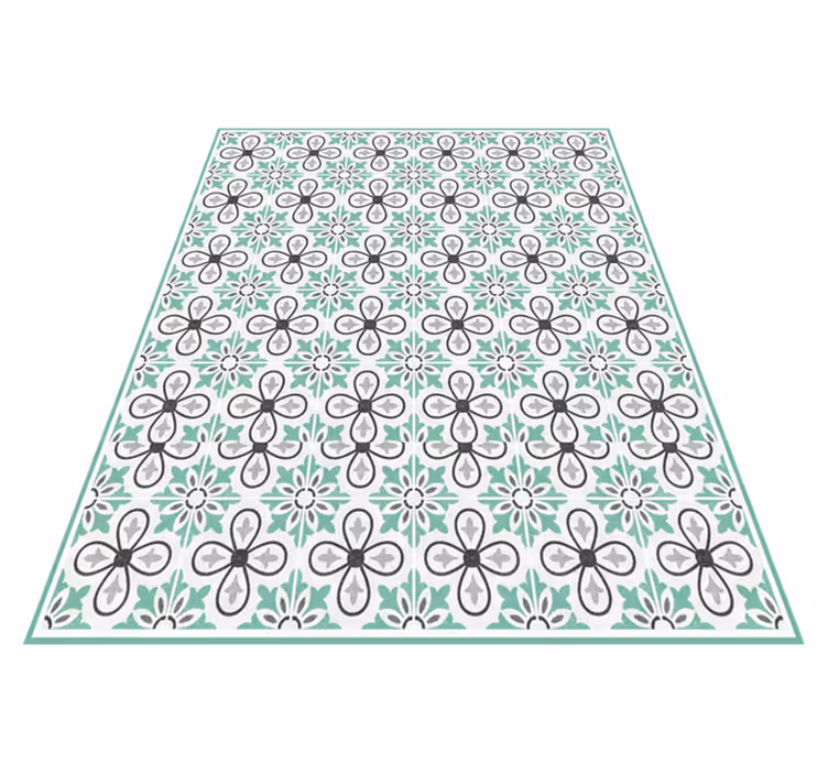 Alfombra pvc patrón floral menta - TenVinilo