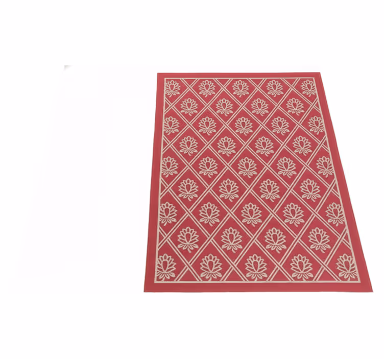 Alfombra para exterior diseño floral vintage rojo - TenVinilo