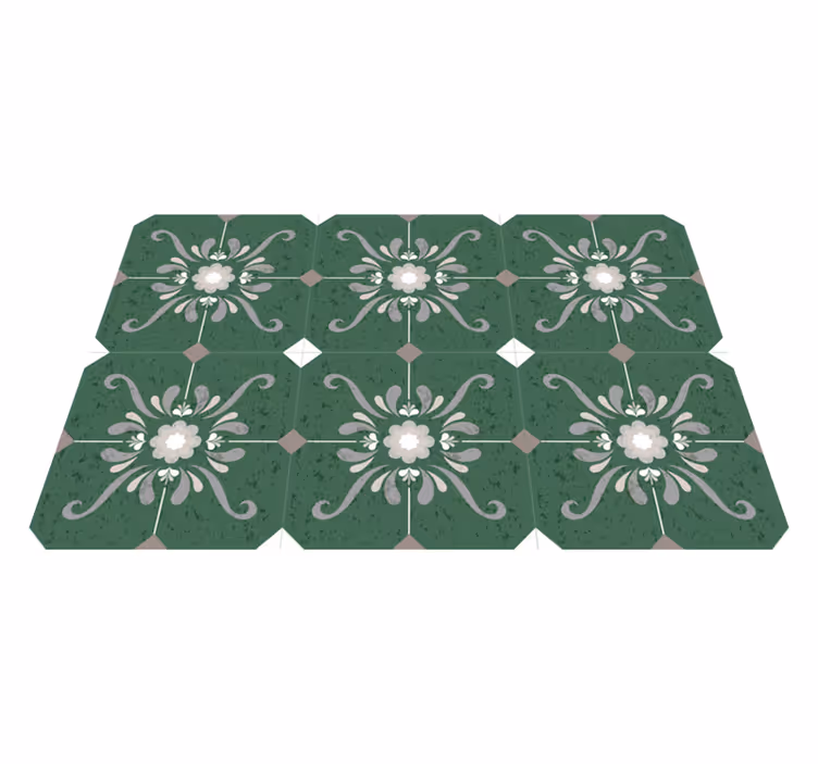 Alfombra vinílica baño azulejos de estilo antiguo - TenVinilo