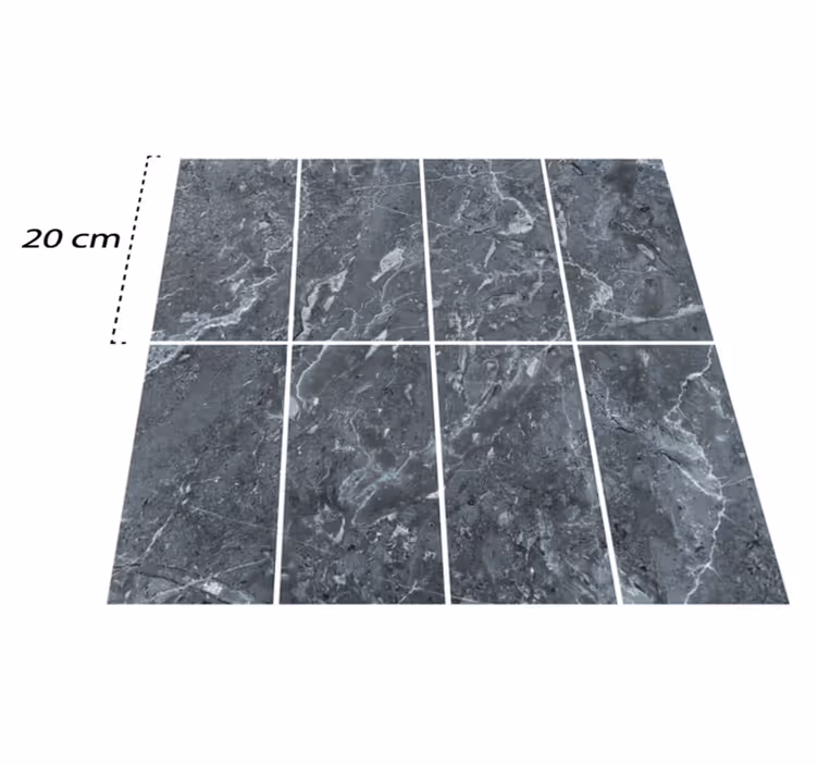 Alfombra vinílica baño baldosas de mármol gris - TenVinilo