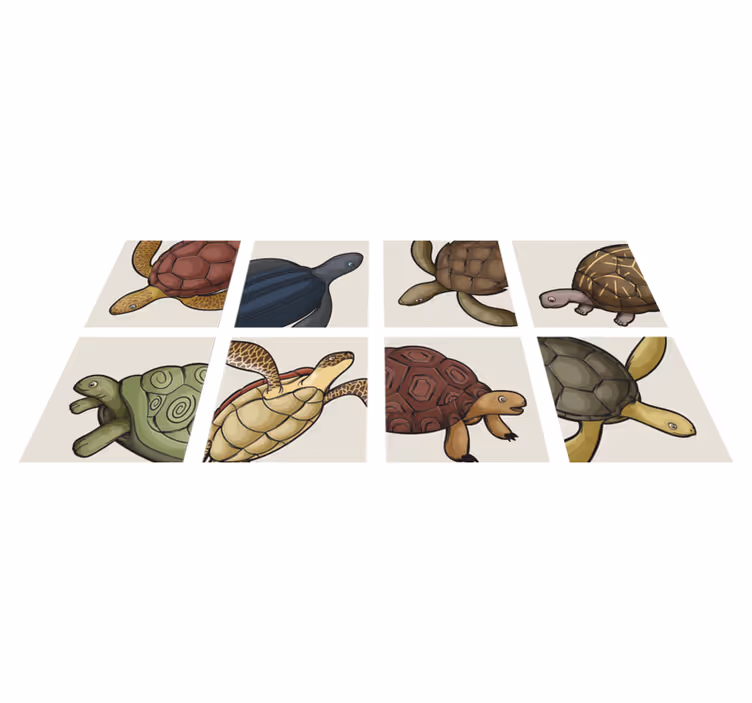 Alfombra vinílica baño azulejos de tortugas variadas - TenVinilo