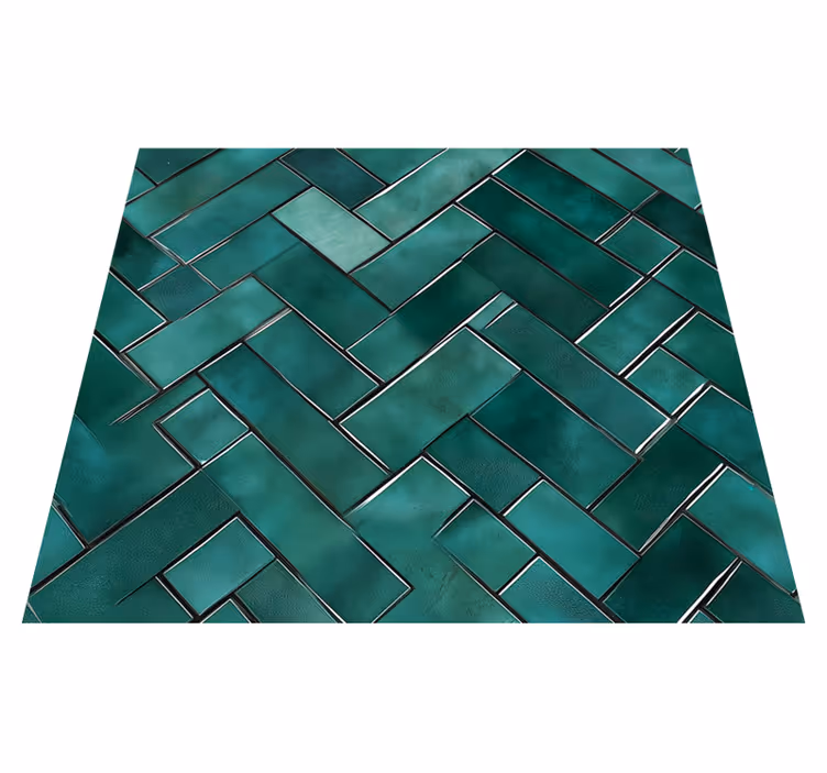 Alfombra vinílica baño espiga verde - TenVinilo
