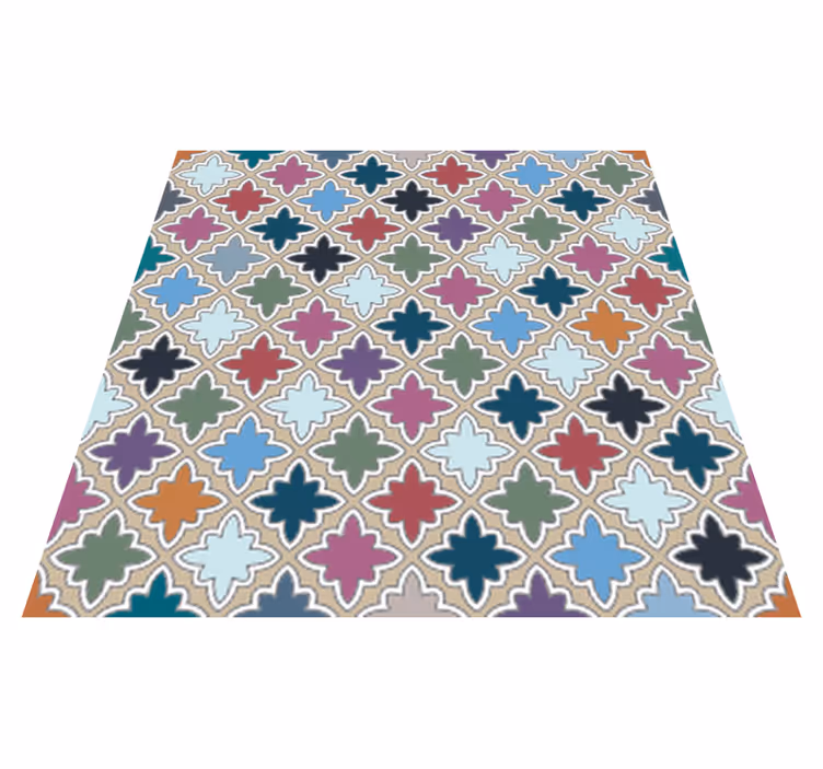 Alfombra vinílica baño patrón azulejos vintage coloridos - TenVinilo