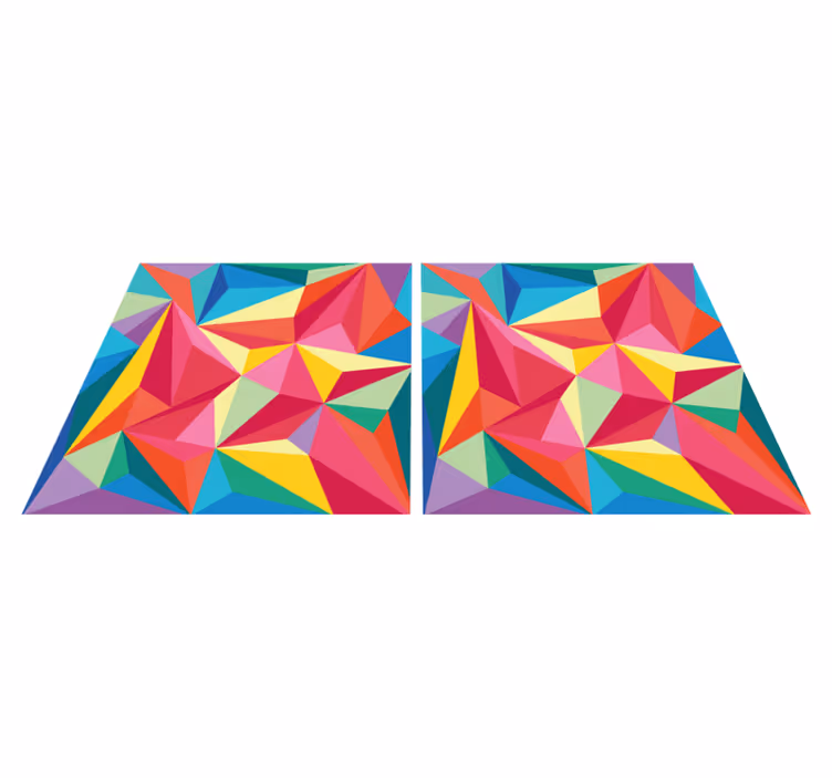 Alfombra vinílica baño imagen geométrica multicolor - TenVinilo
