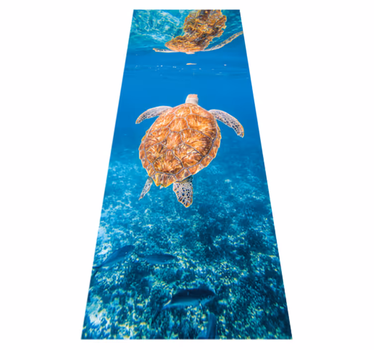 Alfombra vinílica baño tortuga hermosa bajo el agua - TenVinilo