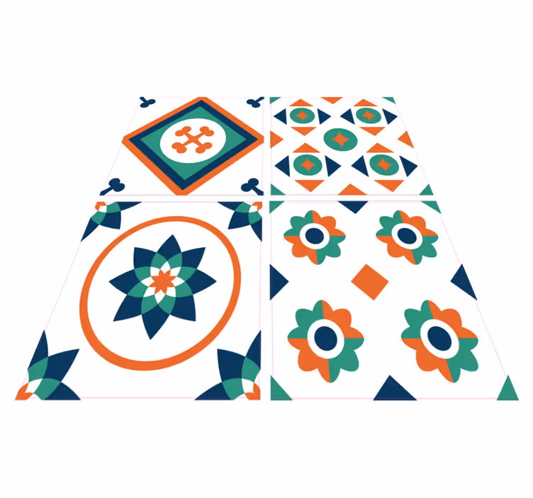 Alfombra vinílica baño azulejos geométricos - TenVinilo