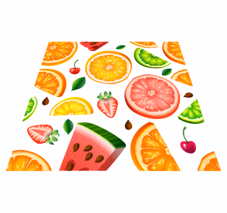 Alfombra vinílica cocina vinilo frutas cenefa - TenVinilo