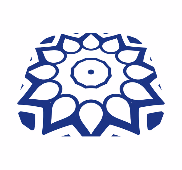 Alfombra vinílica cocina flores mandala azul delft - TenVinilo