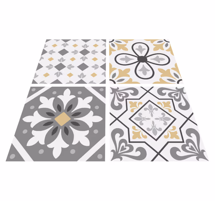 Alfombra vinílica cocina azulejos de cemento amiaz - TenVinilo