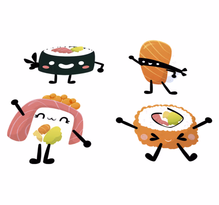 Alfombra vinílica cocina sushi adorable - TenVinilo