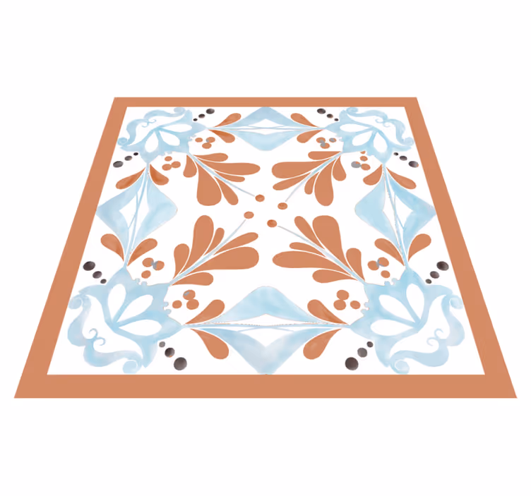 Alfombra vinílica cocina azulejos mediterráneos florales - TenVinilo
