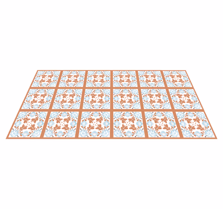 Alfombra vinílica cocina azulejos mediterráneos florales - TenVinilo