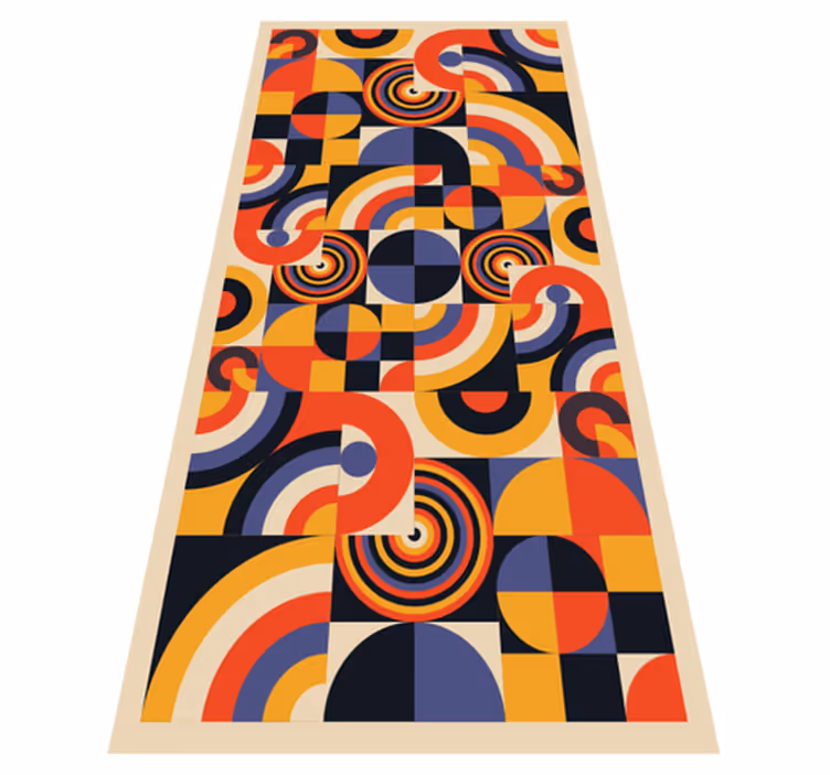 Alfombra vinílica cocina círculos bauhaus coloridos - TenVinilo