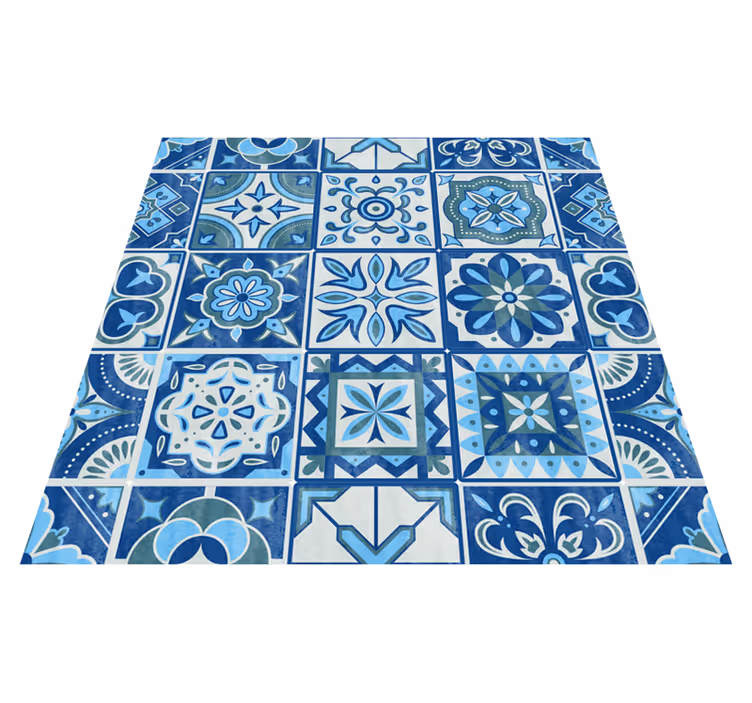 Alfombra vinílica cocina adhesivo azulejos talavera - TenVinilo