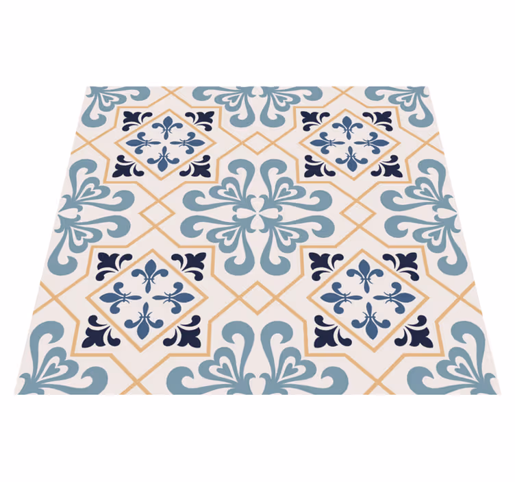 Alfombra vinílica cocina patrón de azulejos amarillos - TenVinilo