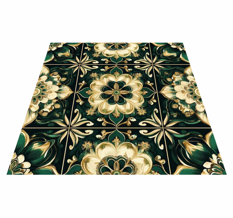 Alfombra vinílica cocina azulejos mosaico botánico - TenVinilo