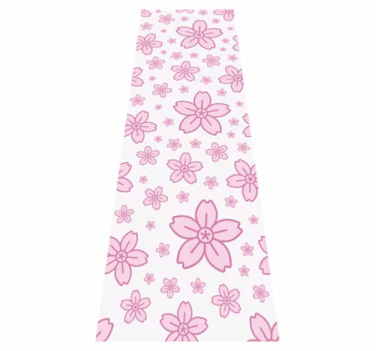Alfombra vinílica dormitorio flores rosas sobre fondo blanco - TenVinilo