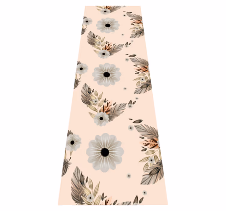 Alfombra vinílica dormitorio flores pasteles rosa y negro - TenVinilo