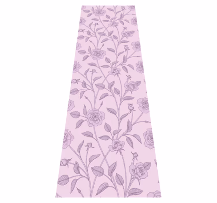 Alfombra vinílica dormitorio pintura vintage rosas moradas - TenVinilo