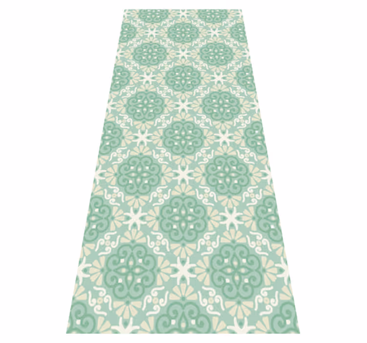 Alfombra vinílica dormitorio estilo nórdico floral verde - TenVinilo