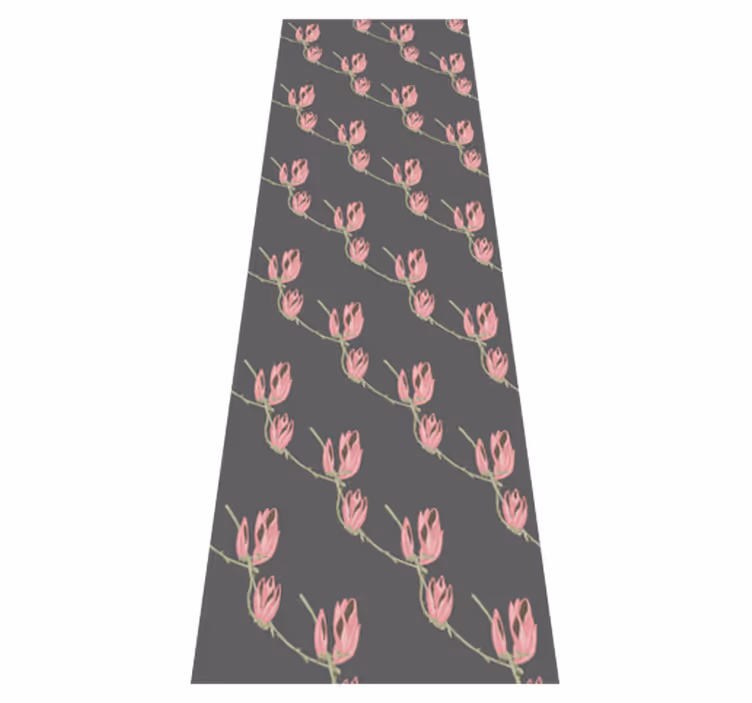 Alfombra vinílica dormitorio flores de magnolia en gris - TenVinilo