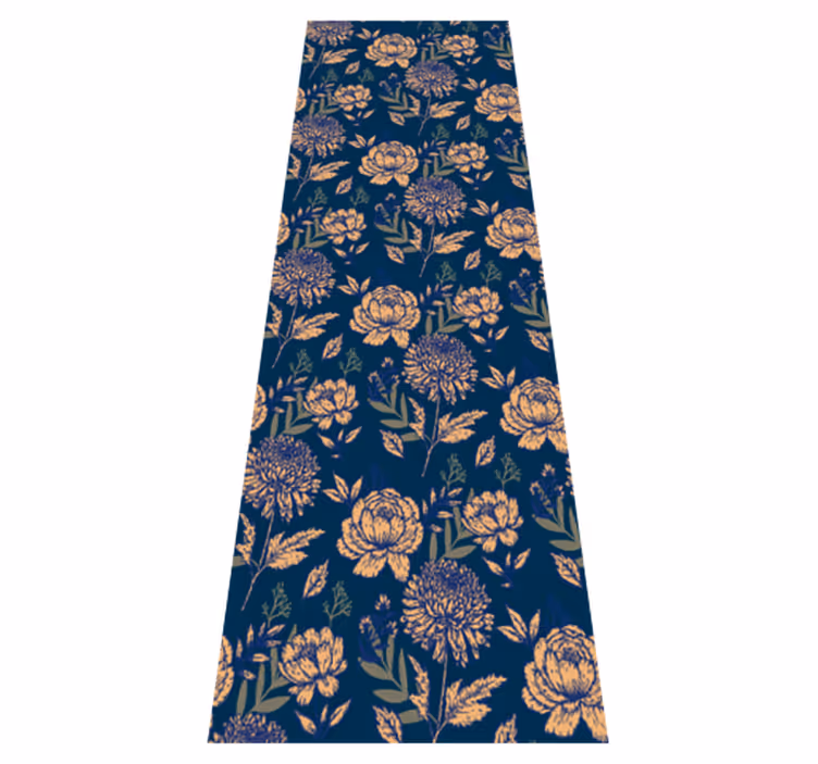 Alfombra vinílica dormitorio patrón azul y amarillo - TenVinilo