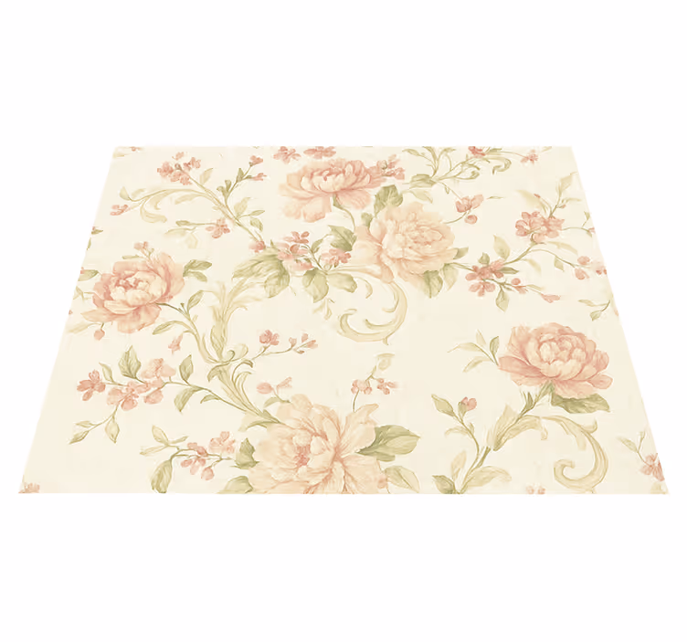 Alfombra vinílica dormitorio rosa vintage floral - TenVinilo