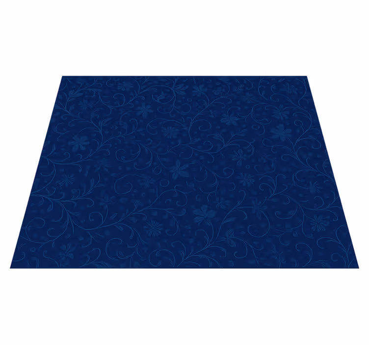 Alfombra vinílica dormitorio motivo de flores azul marino - TenVinilo