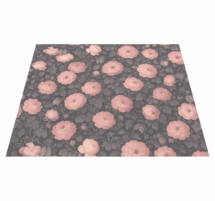 Alfombra vinílica dormitorio diseño floral rosa antiguo - TenVinilo