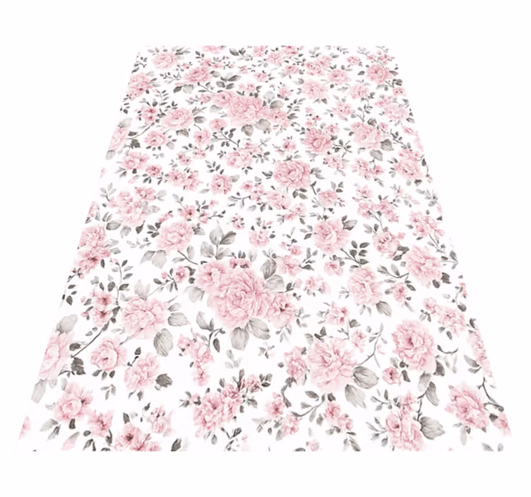 Alfombra vinílica dormitorio diseño retro flores grandes - TenVinilo