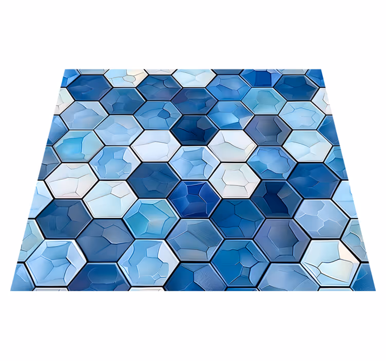 Alfombra vinílica oficina efecto azulejos azules - TenVinilo