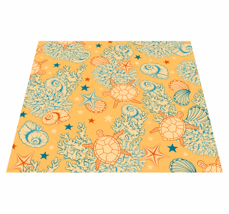 Alfombra vinílica dormitorio vida marina colores suaves - TenVinilo