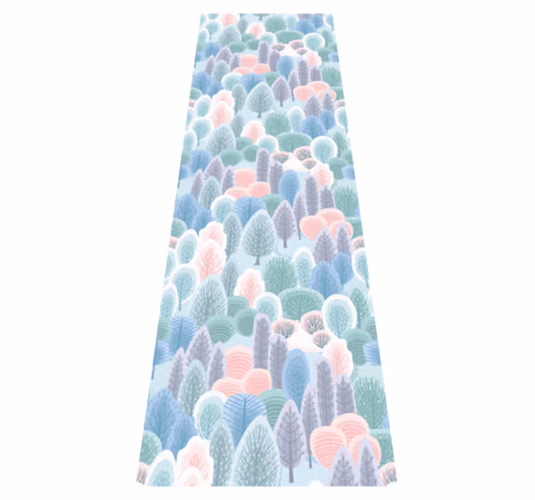 Alfombra vinílica dormitorio diseño bosque invernal pastel - TenVinilo