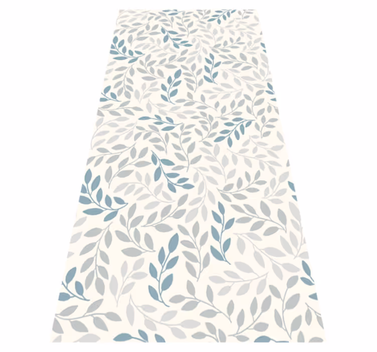 Alfombra vinílica dormitorio degradado azul hojas pequeñas - TenVinilo
