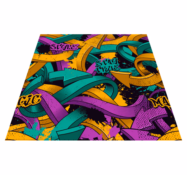 Alfombra vinílica dormitorio mural de graffiti realista - TenVinilo