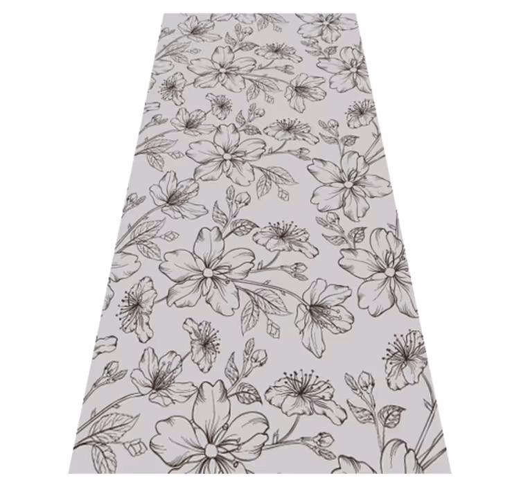 Alfombra vinílica dormitorio flores negras sobre fondo gris - TenVinilo