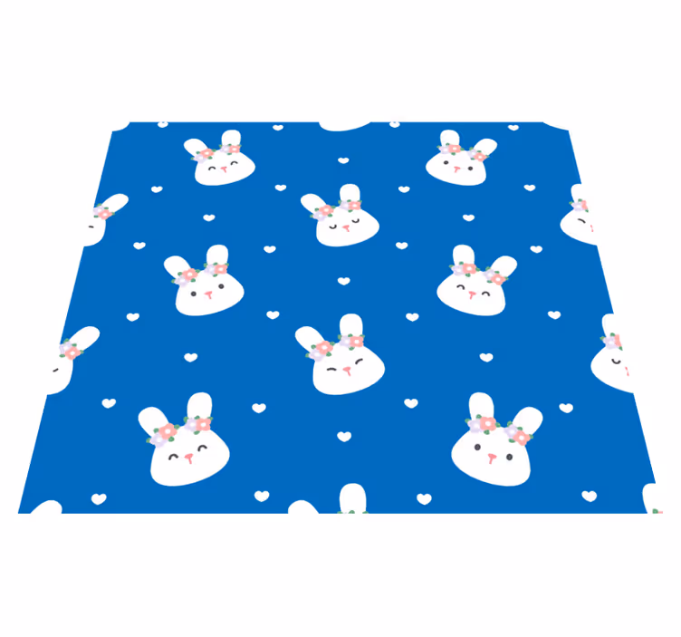 Alfombra vinílica dormitorio con adorables conejitos azules - TenVinilo