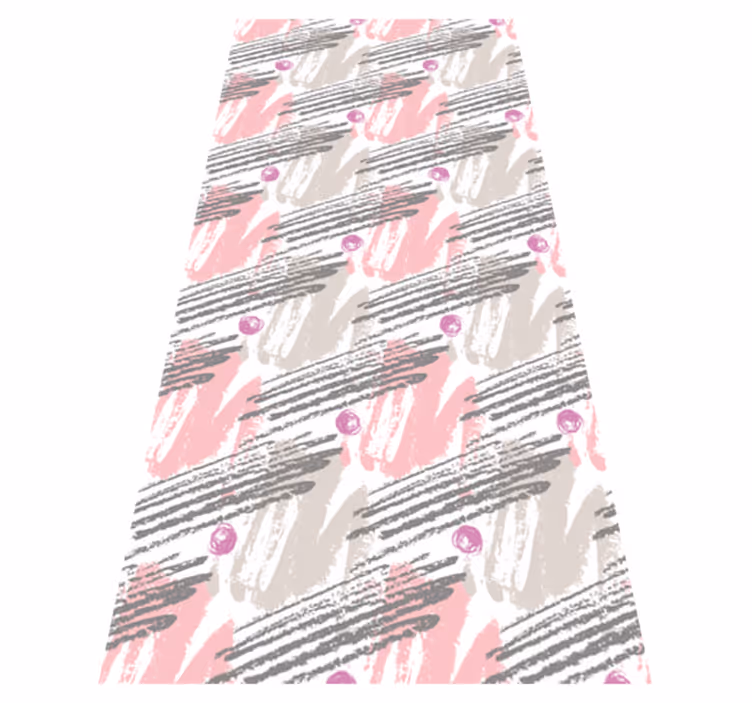 Alfombra vinílica dormitorio pinceladas rosa y gris - TenVinilo