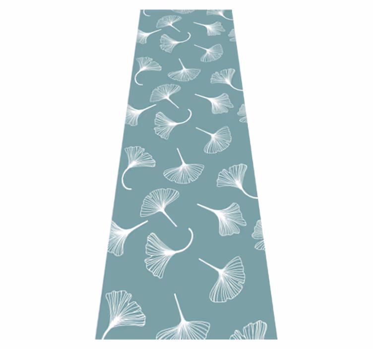 Alfombra vinílica nórdica motivo hojas ginko azul claro - TenVinilo