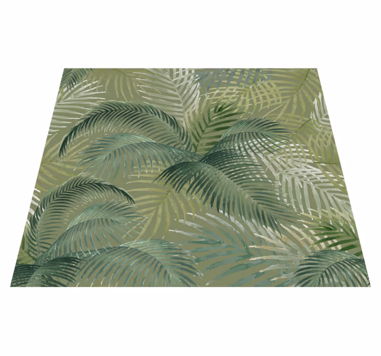 Alfombra vinílica naturaleza estampado hojas verdes - TenVinilo