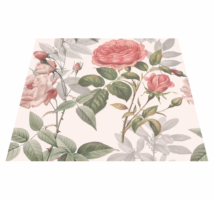Alfombra vinílica naturaleza rosas grandes - TenVinilo