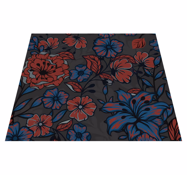 Alfombra vinílica naturaleza rosas y hojas oscuras - TenVinilo